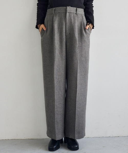 mysty woman（ミスティウーマン）の「ライトツイードワイドパンツ 149258（その他パンツ・レディース・チャコールグレー/ベージュ・FREE）」の5枚目の写真