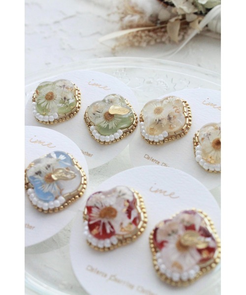 tone（トーン）の「【ime】ﾌﾗﾜｰ＆刺繍ﾋﾞｰｽﾞｲﾔﾘﾝｸﾞ(MA)（イヤリング・レディース・ブルー/レッド/イエロー/グリーン・FREE）」の7枚目の写真