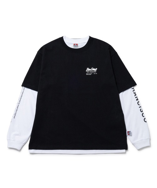 BEN DAVIS(ベンデイビス)の「【BENDAVIS別注】j.n.r.d/リアルレイヤードTシャツ&ロングスリーブTシャツSET(アンサンブル・メンズ・ブラック/ホワイト・LL/L/M)」の2枚目の写真