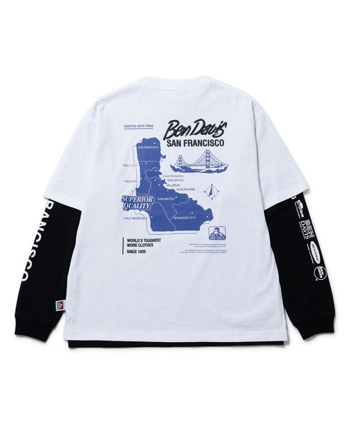BEN DAVIS(ベンデイビス)の「【BENDAVIS別注】j.n.r.d/リアルレイヤードTシャツ&ロングスリーブTシャツSET(アンサンブル・メンズ・ブラック/ホワイト・LL/L/M)」の6枚目の写真