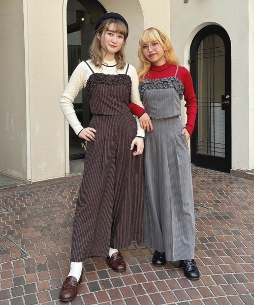 F i.n.t（フィント）の「【セットアップ対応】レジメストライプフリルビスチ/F&A/fint（キャミソール・レディース・ブラウン/グレー×ホワイト・FREE）」の12枚目の写真