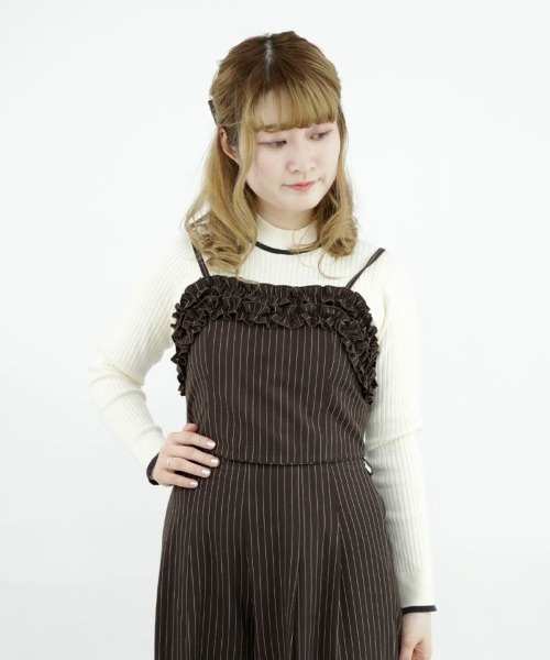 F i.n.t（フィント）の「【セットアップ対応】レジメストライプフリルビスチ/F&A/fint（キャミソール・レディース・ブラウン/グレー×ホワイト・FREE）」の17枚目の写真