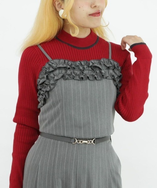 F i.n.t（フィント）の「【セットアップ対応】レジメストライプフリルビスチ/F&A/fint（キャミソール・レディース・ブラウン/グレー×ホワイト・FREE）」の22枚目の写真