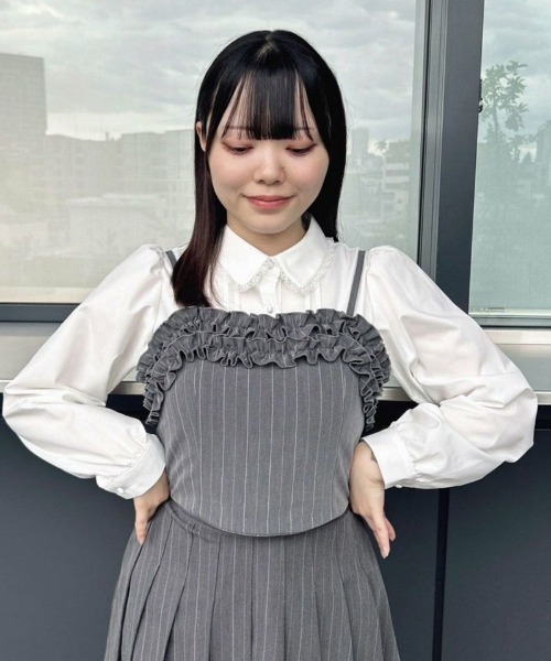 F i.n.t（フィント）の「【セットアップ対応】レジメストライプフリルビスチ/F&A/fint（キャミソール・レディース・ブラウン/グレー×ホワイト・FREE）」の15枚目の写真