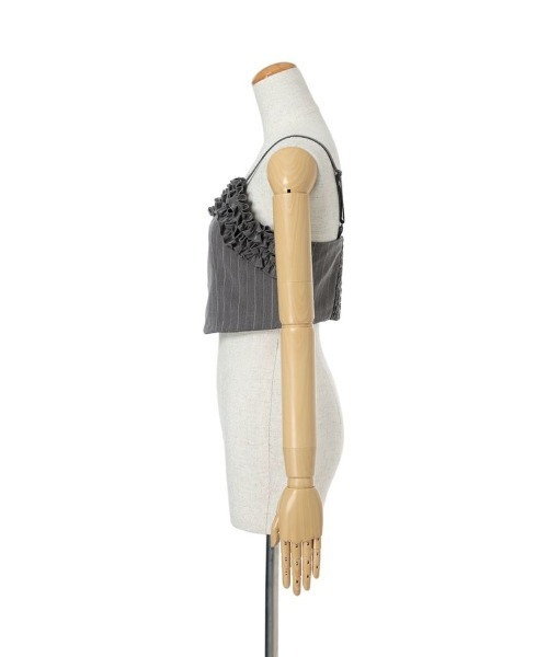 F i.n.t（フィント）の「【セットアップ対応】レジメストライプフリルビスチ/F&A/fint（キャミソール・レディース・ブラウン/グレー×ホワイト・FREE）」の8枚目の写真