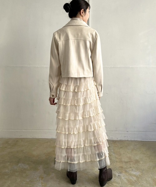 Jewelobe（ジュエローブ）の「スエードタッチショートライトブルゾン（ブルゾン・レディース・ピンク/アイボリー/ブラウン/ベージュ・FREE）」の5枚目の写真