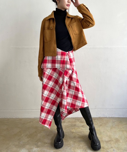 Jewelobe（ジュエローブ）の「スエードタッチショートライトブルゾン（ブルゾン・レディース・ピンク/アイボリー/ブラウン/ベージュ・FREE）」の12枚目の写真