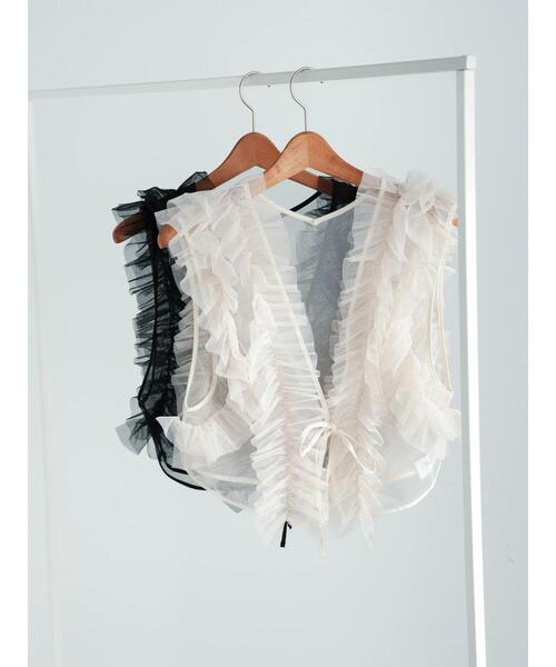 Te chichi（テチチ）の「【WEB限定】チュールフリルベスト（シャツ/ブラウス・レディース・ブラック/オフホワイト・F）」の11枚目の写真