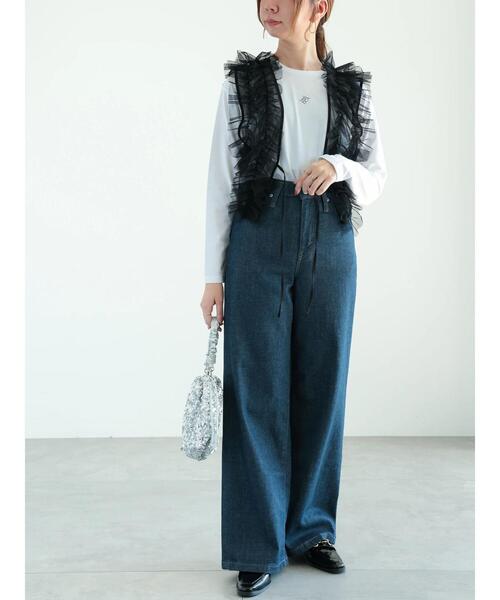 Te chichi（テチチ）の「【WEB限定】チュールフリルベスト（シャツ/ブラウス・レディース・ブラック/オフホワイト・F）」の12枚目の写真