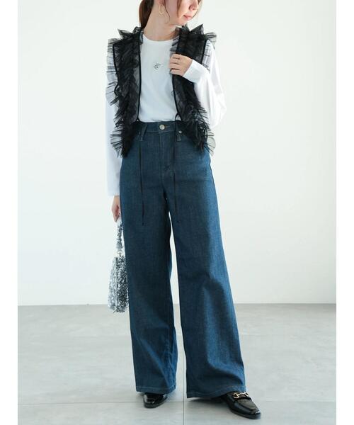 Te chichi（テチチ）の「【WEB限定】チュールフリルベスト（シャツ/ブラウス・レディース・ブラック/オフホワイト・F）」の13枚目の写真