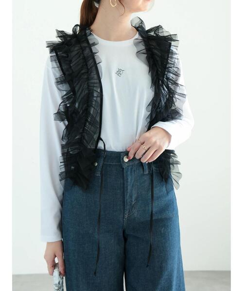 Te chichi（テチチ）の「【WEB限定】チュールフリルベスト（シャツ/ブラウス・レディース・ブラック/オフホワイト・F）」の14枚目の写真