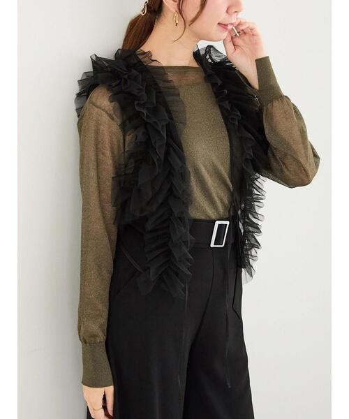 Te chichi（テチチ）の「【WEB限定】チュールフリルベスト（シャツ/ブラウス・レディース・ブラック/オフホワイト・F）」の17枚目の写真