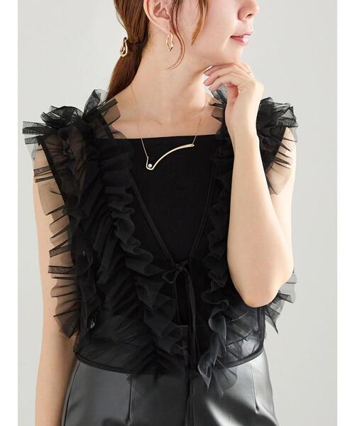 Te chichi（テチチ）の「【WEB限定】チュールフリルベスト（シャツ/ブラウス・レディース・ブラック/オフホワイト・F）」の18枚目の写真