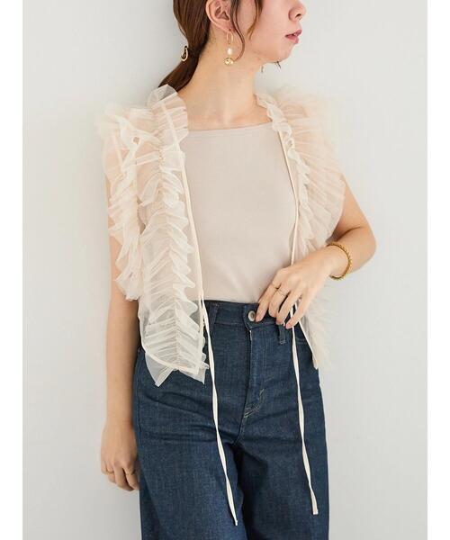 Te chichi（テチチ）の「【WEB限定】チュールフリルベスト（シャツ/ブラウス・レディース・ブラック/オフホワイト・F）」の21枚目の写真