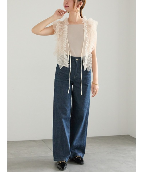 Te chichi（テチチ）の「【WEB限定】チュールフリルベスト（シャツ/ブラウス・レディース・ブラック/オフホワイト・F）」の3枚目の写真