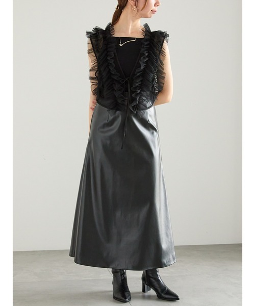 Te chichi（テチチ）の「【WEB限定】チュールフリルベスト（シャツ/ブラウス・レディース・ブラック/オフホワイト・F）」の4枚目の写真