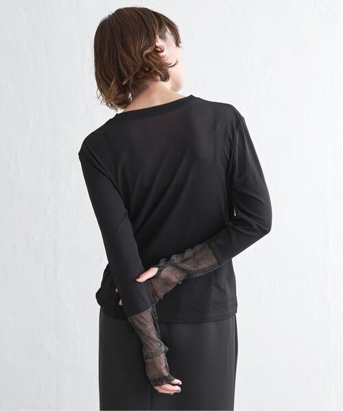 notch.（ノッチ）の「ラメシアー切り替え袖ロンT（Tシャツ/カットソー・レディース・チャコール/オフホワイト/ブラック/ホワイト・M）」の7枚目の写真