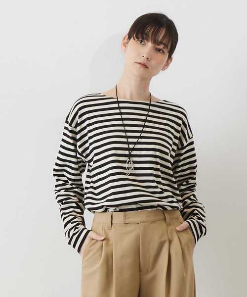 MELROSE claire(メルローズ クレール)の「【コーデに使えるシンプル単色ボーダー&目を引くマルチボーダーT】(Tシャツ/カットソー・レディース・その他2/ブラック系その他/グレー系その他/その他1・FREE)」の2枚目の写真
