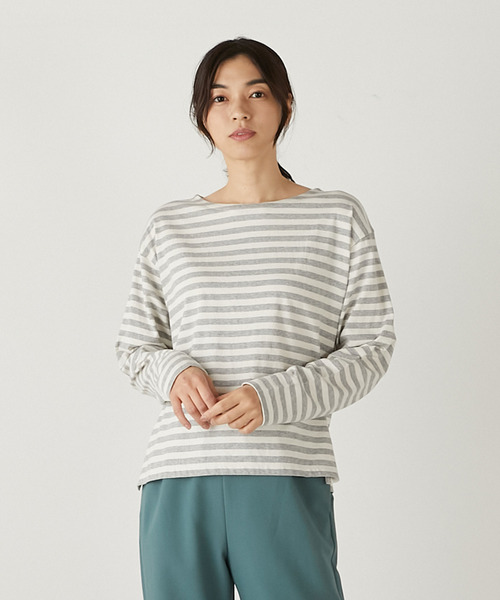 MELROSE claire(メルローズ クレール)の「【コーデに使えるシンプル単色ボーダー&目を引くマルチボーダーT】(Tシャツ/カットソー・レディース・その他2/ブラック系その他/グレー系その他/その他1・FREE)」の3枚目の写真
