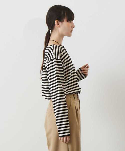 MELROSE claire(メルローズ クレール)の「【コーデに使えるシンプル単色ボーダー&目を引くマルチボーダーT】(Tシャツ/カットソー・レディース・その他2/ブラック系その他/グレー系その他/その他1・FREE)」の6枚目の写真