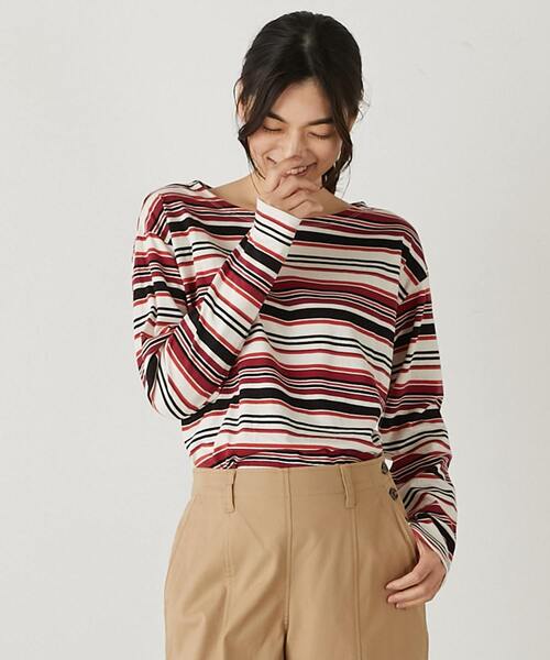 MELROSE claire(メルローズ クレール)の「【コーデに使えるシンプル単色ボーダー&目を引くマルチボーダーT】(Tシャツ/カットソー・レディース・その他2/ブラック系その他/グレー系その他/その他1・FREE)」の13枚目の写真