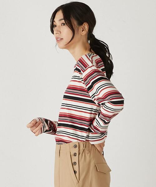 MELROSE claire(メルローズ クレール)の「【コーデに使えるシンプル単色ボーダー&目を引くマルチボーダーT】(Tシャツ/カットソー・レディース・その他2/ブラック系その他/グレー系その他/その他1・FREE)」の15枚目の写真