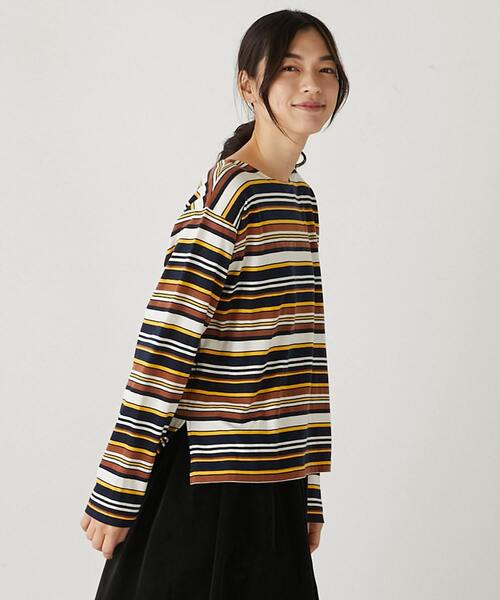 MELROSE claire(メルローズ クレール)の「【コーデに使えるシンプル単色ボーダー&目を引くマルチボーダーT】(Tシャツ/カットソー・レディース・その他2/ブラック系その他/グレー系その他/その他1・FREE)」の20枚目の写真