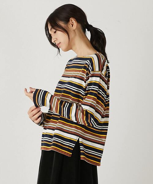 MELROSE claire(メルローズ クレール)の「【コーデに使えるシンプル単色ボーダー&目を引くマルチボーダーT】(Tシャツ/カットソー・レディース・その他2/ブラック系その他/グレー系その他/その他1・FREE)」の21枚目の写真