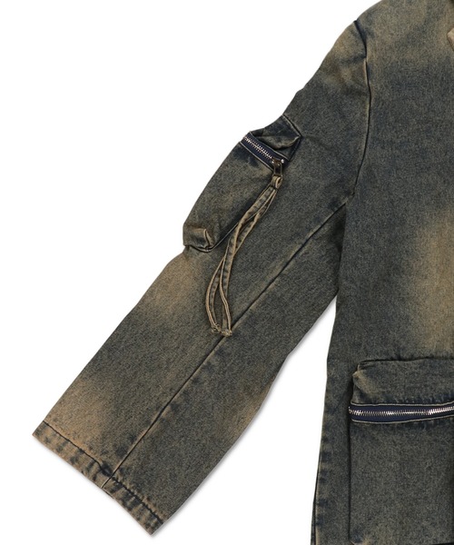 SPINNS(スピンズ)の「オーバーダイデニムジャケット(テーラードジャケット・レディース・ブラック/ブルー・ONESIZE)」の6枚目の写真