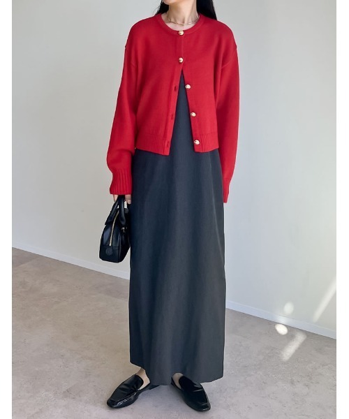 セール】[2025AW COLLECTION]金ボタンニットカーディガン