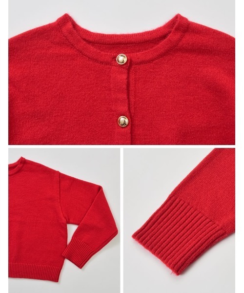 Re:EDIT（リエディ）の「[2025AW COLLECTION]金ボタンニットカーディガン（カーディガン/ボレロ・レディース・ブラック/アイボリー/レッド/ブラウン/グレー/ブルー・MEDIUM/LARGE）」の7枚目の写真