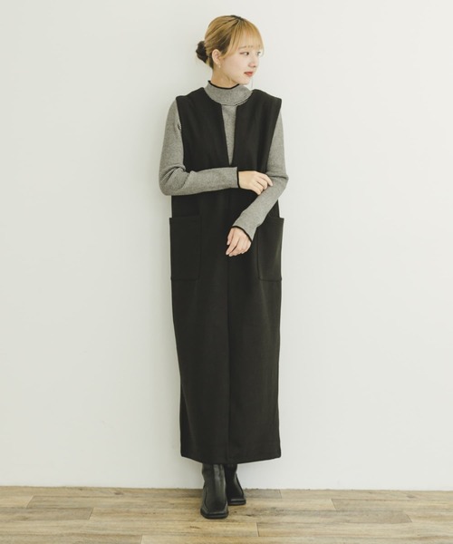 ITEMS URBANRESEARCH(アイテムズ アーバンリサーチ)の「ジャージメルトンジャンパースカート(ジャンパースカート・レディース・ブラック/グレー・FREE)」の6枚目の写真