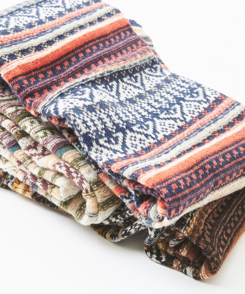 CUBE SUGAR（キューブシュガー）の「ピーチヤーンジャガードニットマフラー（マフラー・レディース・ナチュラル/ネイビー/ブラック・M）」の15枚目の写真