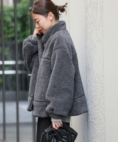 JOURNAL STANDARD relume（ジャーナルスタンダード　レリューム）の「スタンドボアブルゾン（ブルゾン・レディース・ブラウン/チャコールグレー・FREE）」の11枚目の写真