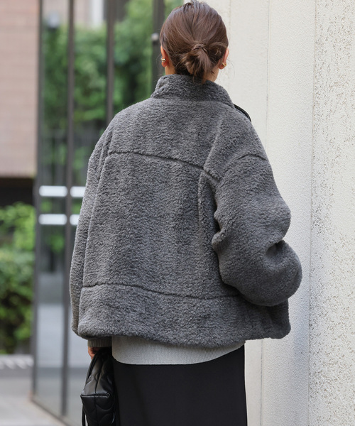 JOURNAL STANDARD relume（ジャーナルスタンダード　レリューム）の「スタンドボアブルゾン（ブルゾン・レディース・ブラウン/チャコールグレー・FREE）」の13枚目の写真