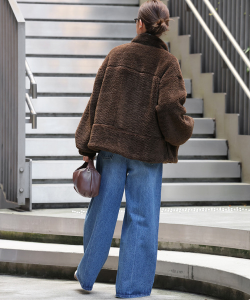 JOURNAL STANDARD relume（ジャーナルスタンダード　レリューム）の「スタンドボアブルゾン（ブルゾン・レディース・ブラウン/チャコールグレー・FREE）」の17枚目の写真