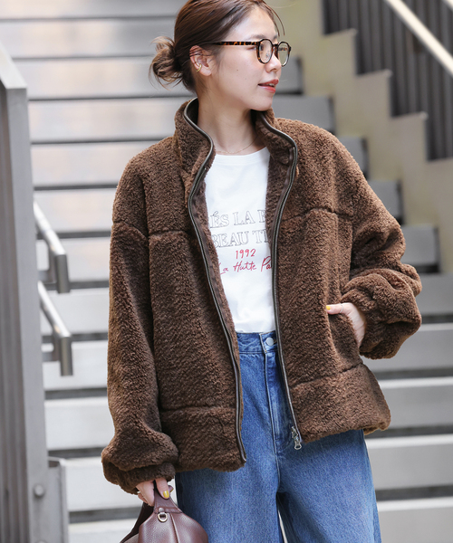 JOURNAL STANDARD relume（ジャーナルスタンダード　レリューム）の「スタンドボアブルゾン（ブルゾン・レディース・ブラウン/チャコールグレー・FREE）」の19枚目の写真