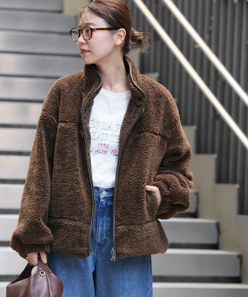 JOURNAL STANDARD relume（ジャーナルスタンダード　レリューム）の「スタンドボアブルゾン（ブルゾン・レディース・ブラウン/チャコールグレー・FREE）」の21枚目の写真