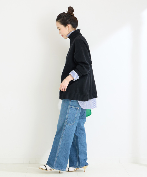 B.C STOCK（ベーセーストック）の「7Gウール天竺タートルプルオーバー（ニット/セーター・レディース・ブラック/ブルー/レッド/ベージュ・FREE）」の6枚目の写真