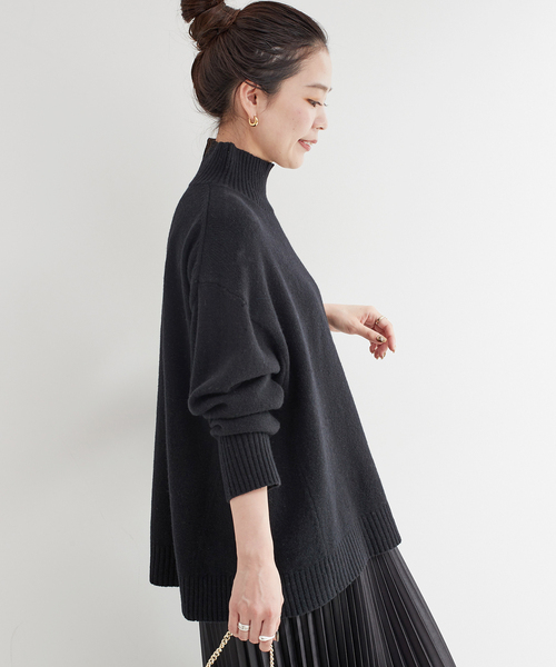 B.C STOCK（ベーセーストック）の「7Gウール天竺タートルプルオーバー（ニット/セーター・レディース・ブラック/ブルー/レッド/ベージュ・FREE）」の11枚目の写真