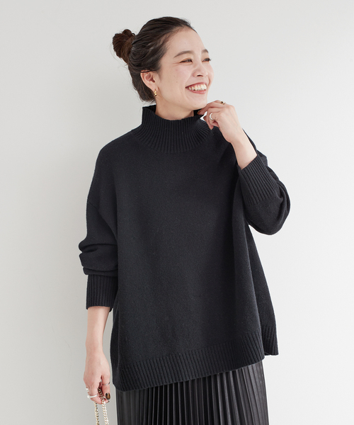 B.C STOCK（ベーセーストック）の「7Gウール天竺タートルプルオーバー（ニット/セーター・レディース・ブラック/ブルー/レッド/ベージュ・FREE）」の16枚目の写真