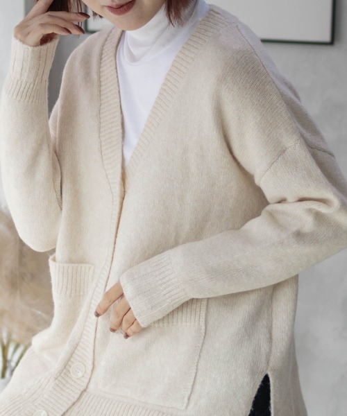 HusHusH(ハッシュアッシュ)の「【HusHusH/ハッシュアッシュ】杢ロングカーディガン(カーディガン/ボレロ・レディース・グレー/ブルー/グレイッシュベージュ・M/L)」の3枚目の写真