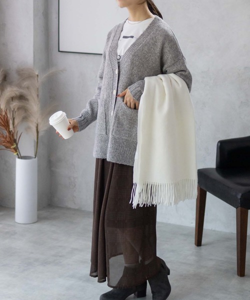 HusHusH(ハッシュアッシュ)の「【HusHusH/ハッシュアッシュ】杢ロングカーディガン(カーディガン/ボレロ・レディース・グレー/ブルー/グレイッシュベージュ・M/L)」の4枚目の写真
