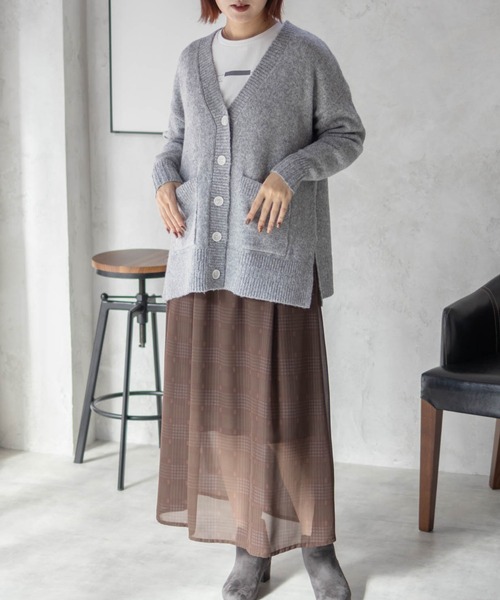 HusHusH(ハッシュアッシュ)の「【HusHusH/ハッシュアッシュ】杢ロングカーディガン(カーディガン/ボレロ・レディース・グレー/ブルー/グレイッシュベージュ・M/L)」の14枚目の写真