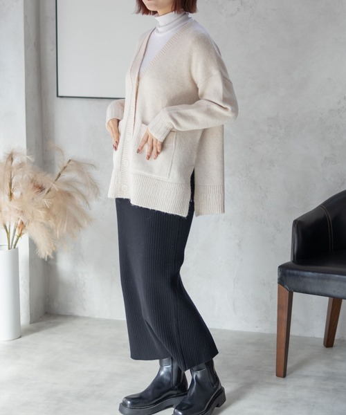 HusHusH(ハッシュアッシュ)の「【HusHusH/ハッシュアッシュ】杢ロングカーディガン(カーディガン/ボレロ・レディース・グレー/ブルー/グレイッシュベージュ・M/L)」の7枚目の写真