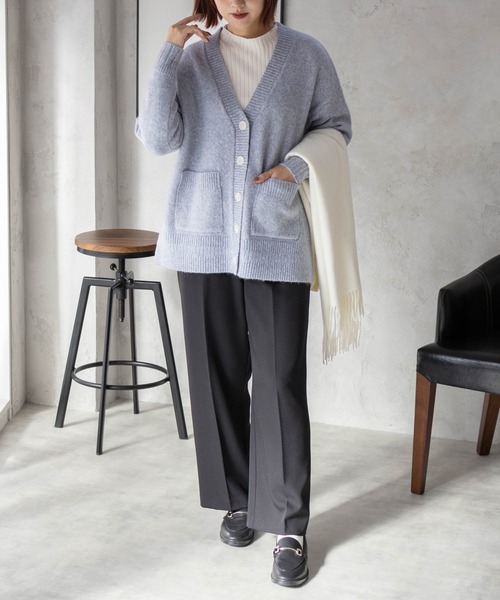 HusHusH(ハッシュアッシュ)の「【HusHusH/ハッシュアッシュ】杢ロングカーディガン(カーディガン/ボレロ・レディース・グレー/ブルー/グレイッシュベージュ・M/L)」の12枚目の写真