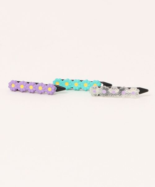 bibmilk(ビブミルク)の「BIBMILK 5FLOWER MINI CLIP - 3PCS(バレッタ/ヘアクリップ・キッズ・ライラック系1/レッド系1/グリーン系1/ブルー系1/ピンク系1・ONE SIZE)」の1枚目の写真