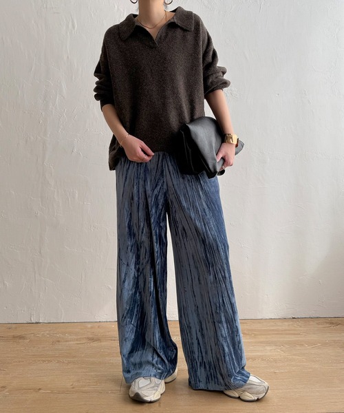 LBC(エルビーシー)の「クラッシュベロアイージーパンツ(その他パンツ・レディース・グレー/ブラウン系その他/ブラック/ブルー系その他・M)」の9枚目の写真