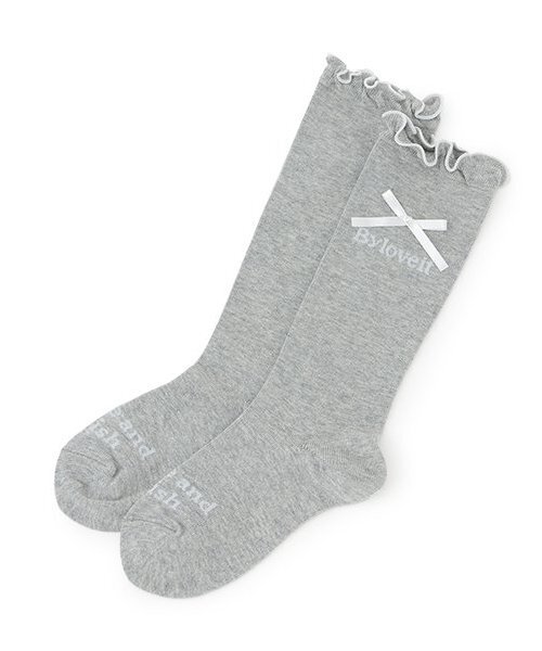 by LOVEiT（バイラビット）の「リボンパールハイソックス（ソックス/靴下・キッズ・グレー/ブラック/モカ・S/M/L/LL）」の2枚目の写真