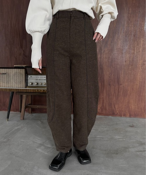 lawgy（ラウジー）の「wool like mix curve pants / ウールライクミックスカーブパンツ（その他パンツ・レディース・チャコール/ブラウン・FREE）」の7枚目の写真